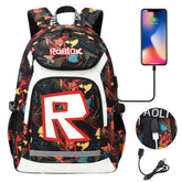 Game Roblox USB Charging Backpack School NoteBook Laptop Travel Bags
